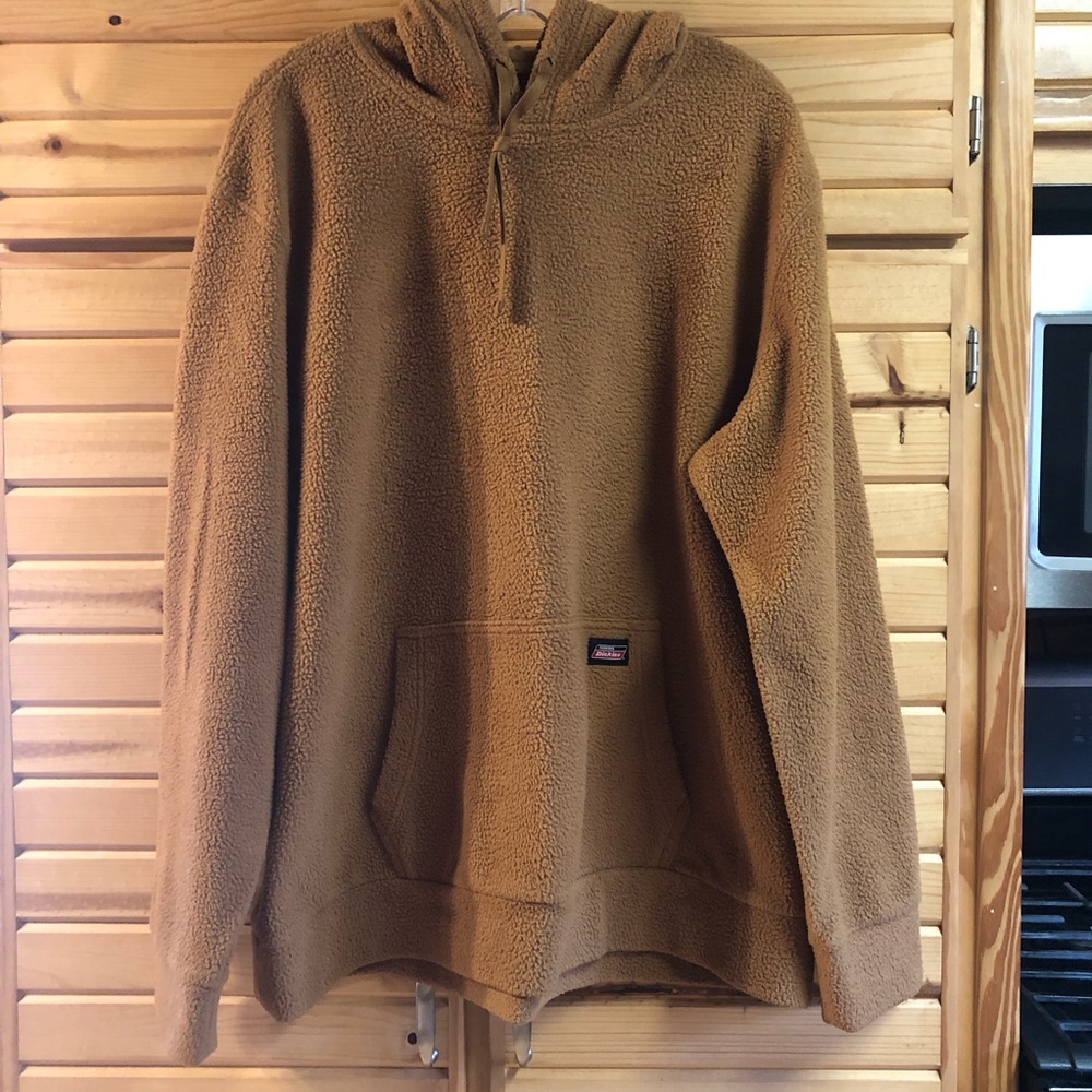 DICKIES Mens Faux Fur Sherpa Hooded Sweatshirt, Size L (42-44)